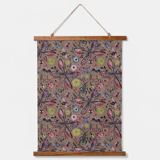 Tapisserie Suspendue Bugs de Doodle sur mocha brown (Recto)