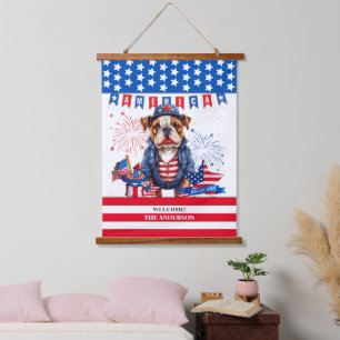 Tapisserie Suspendue Bulldog Happy 4 juillet Fête de l'Indépendance amé