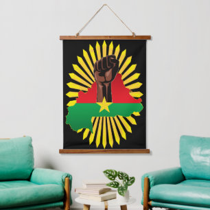 Tapisserie Suspendue Burkina Faso Carte, drapeau et première révolution
