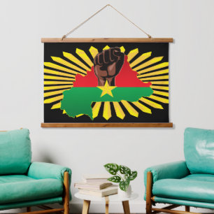 Tapisserie Suspendue Burkina Faso Carte, drapeau et première révolution
