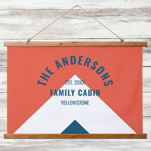 Tapisserie Suspendue Cabine de famille Nom personnalisé Red Navy Retro