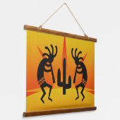 Tapisserie Suspendue Cactus Sunset Desert Kokopelli Design sud-ouest (Angulaire)