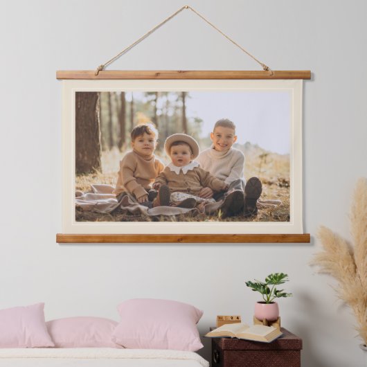 Tapisserie Suspendue Cadre Beige moderne Custom Family Photo Canvas (Chambre à coucher)