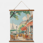 Tapisserie Suspendue Café parisien avec vue Eiffel (Recto)