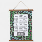 Tapisserie Suspendue Calendrier avec logo - Botanique Bleu Vert (Recto)