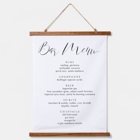 Tapisserie Suspendue Calligraphie moderne Mariage Boissons Bar Menu (Recto)