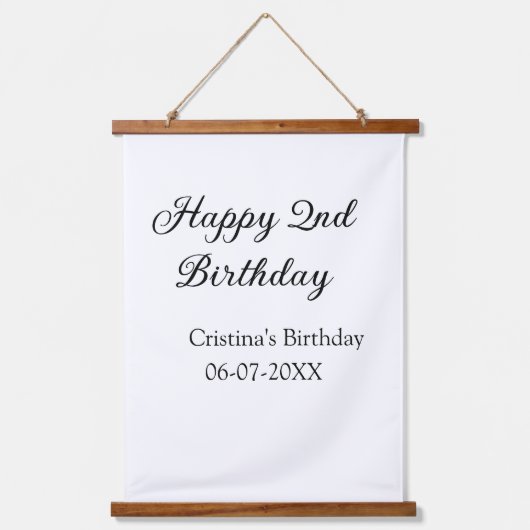 Tapisserie Suspendue calligraphie simple minimum heureux 2e anniversair (Recto)