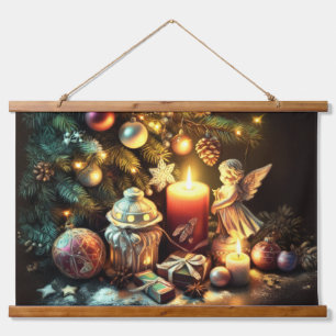Tapisserie Suspendue Calque Dessin Arbre de Noël Bougie Angel