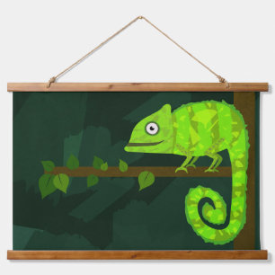 Tapisserie Suspendue Caméléon vert mignon