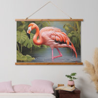 Captivant le Flamant rose Vintage IA-Art peinture