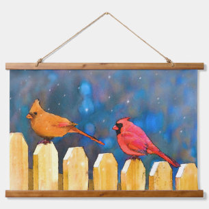 Tapisserie Suspendue Cardinals on the Fence Painting - Art original