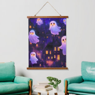 Tapisserie Suspendue Caricature mignonne Halloween Fantômes de vol de m