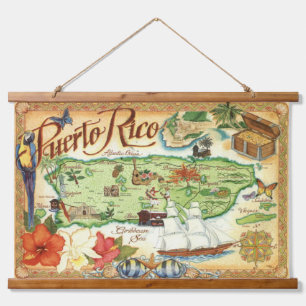 Tapisserie Suspendue Carte de Porto Rico