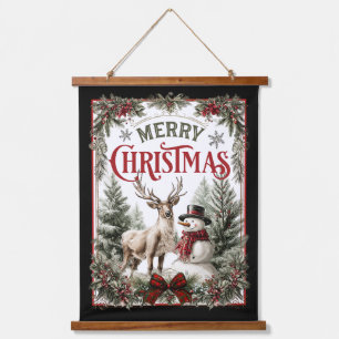 Tapisserie Suspendue Carte de vœux de Noël classique – Bonhomme de neig