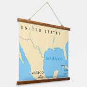 Tapisserie Suspendue Carte du golfe de l'Amérique (Angulaire)
