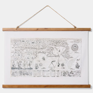 Tapisserie Suspendue Carte Française Canada (Québec) par Champlain 1612