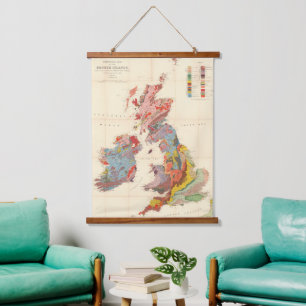 Tapisserie Suspendue Carte géologique vintage des îles britanniques (19