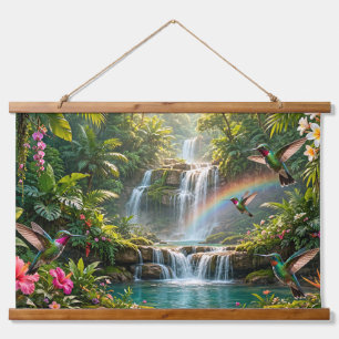 Tapisserie Suspendue Cascades Arc-en-ciel Colibris Cachette Tropicale