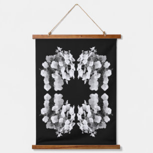 Tapisserie Suspendue Casquette De Dentelle Hydrangea Noir Et Blanc Abst