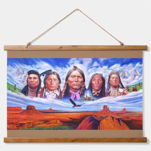 Tapisserie Suspendue Célèbres chefs indiens Peinture des Amérindiens (Devant)