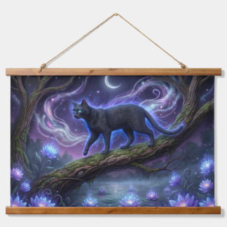 Tapisserie Suspendue Celestial Black Cat Wall Tapestry - Magical Moon &