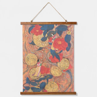 Tapisserie Suspendue Celestial Journey in Gold and Camellia