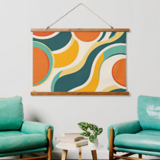 Tapisserie Suspendue Cercles orange et flux de couleurs