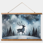 Tapisserie Suspendue Cerf d'une Nuit d'Hiver Étoilée (Devant)