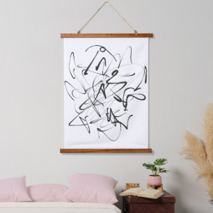 Tapisserie Suspendue Chaos à l'encre – Abstraction expressive de lignes