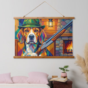 Tapisserie Suspendue Chasseur de Beagle Pop Art – Chien de chasse moder
