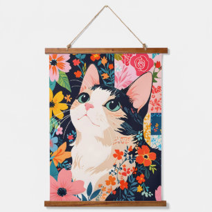 Tapisserie Suspendue Chat à écailles florales