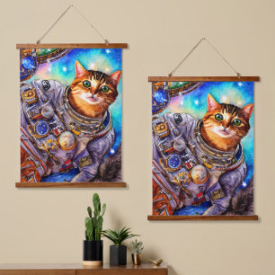 Tapisserie Suspendue Chat drôle en action Chat astronaute
