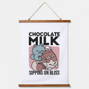 Tapisserie Suspendue Chat Mignon Lait Chocolat – Boisson Confortable et