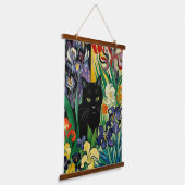 Tapisserie Suspendue Chat Noir Avec Irises (Angulaire)