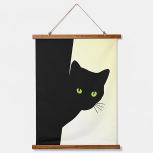 Tapisserie Suspendue Chat noir vert teinté sur jaune