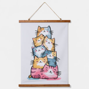 Tapisserie Suspendue Chats Whimsical Watercolor Moderne