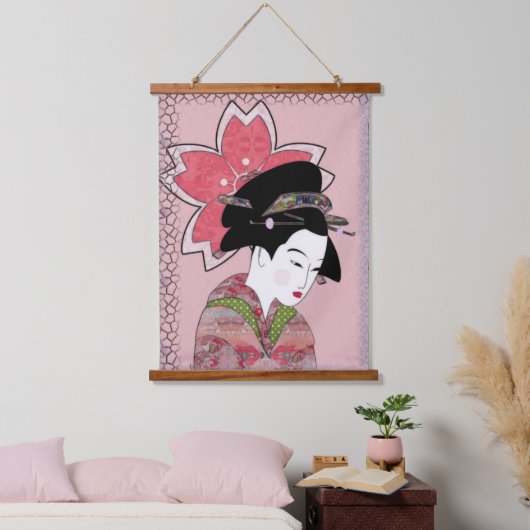 Tapisserie Suspendue Cherry Blossom Geisha (Chambre à coucher)