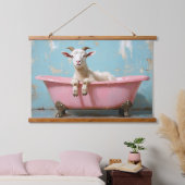 Tapisserie Suspendue Chèvre dans une baignoire rose (Chambre à coucher)