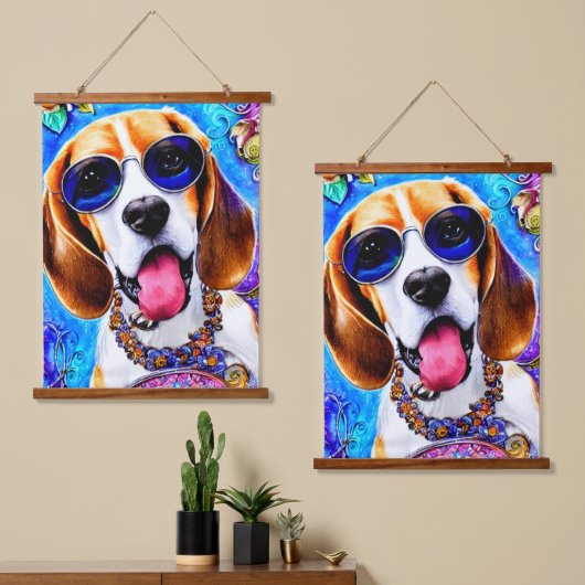 Tapisserie Suspendue Chien Beagle fou (Asymétrique)