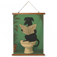 Chien Noir Lisant un Journal - Œuvre d'Art Murale