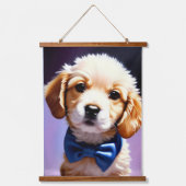 Tapisserie Suspendue Chiot souple adorable avec jolie Cravate de Bow bl (Recto)