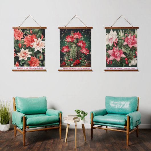 Tapisserie Suspendue Christmas Cactus Wall Tapestry Bloom Bright Shine (Salon)