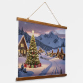 Tapisserie Suspendue Christmas lights landscape with snow (Angulaire)
