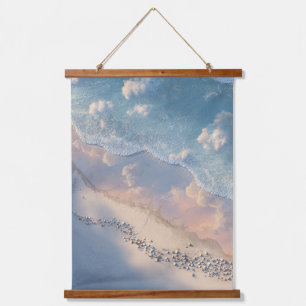 Tapisserie Suspendue Ciel Pastel et Horizon de Plage Délicat Art