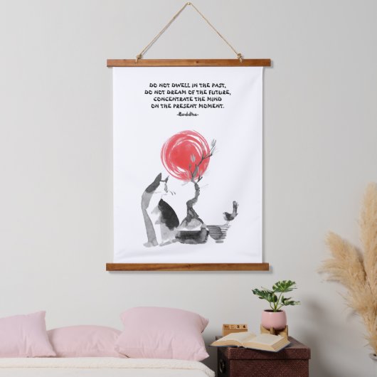 Tapisserie Suspendue Citation de l'observation d'oiseaux et de bouddha (Chambre à coucher)
