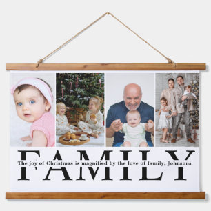 Tapisserie Suspendue Citation de Noël pour famille moderne à 4 photos