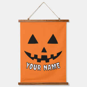 Tapisserie Suspendue Citrouille orange personnalisé Halloween Votre Nom