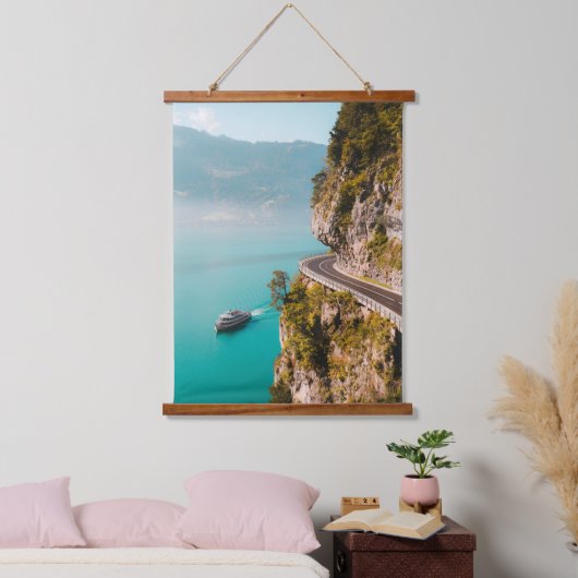 Tapisserie Suspendue Cliffside Escape – Coastal Road & Turquoise Waters (Chambre à coucher)