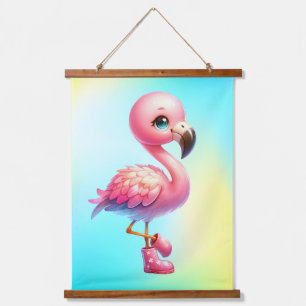 Tapisserie Suspendue Cliparts de dessin animé de flamant rose à l'aquar