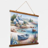 Tapisserie Suspendue Coastal Cottage Seaside Rowboat Bloom (Angulaire)